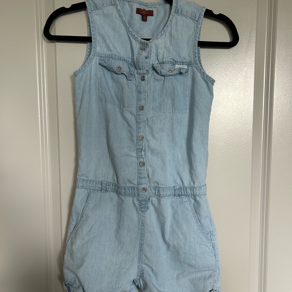 7 For All Mankind Light Blue Denim Sleeveless Romper